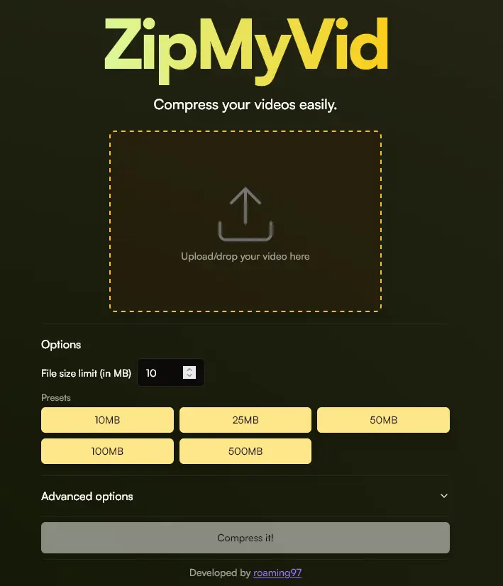 ZipMyVid preview screenshot